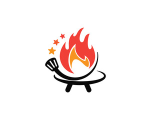 simple hot fire grill barbecue Logo design vector template illustration inspiration