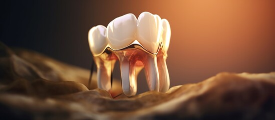 Human Teeth with Dental Implant. 3D Illustration - obrazy, fototapety, plakaty