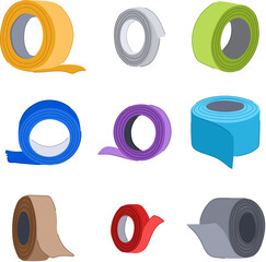 duct tape set cartoon. sticky cut, wrinkled scotch, piece grunge duct tape sign. isolated symbol vector illustration