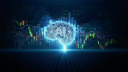 AI automatically trading bot, Software that analyzes market data and executes trades automatically, Using artificial intelligence algorithms, Trading and business investment concept