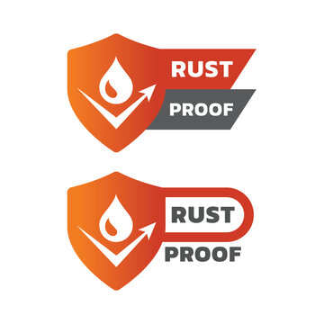 Rust proof with shield vector labels. Rustproof and resistant label set.