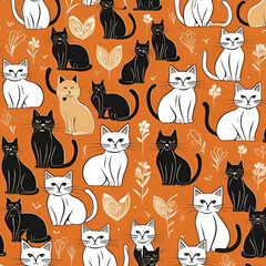 Obraz na płótnie Canvas seamless background with cats