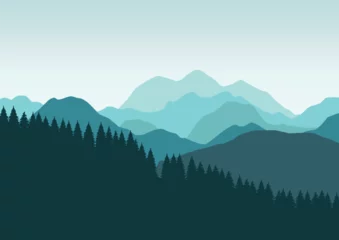  Landscape mountains with forest, vector illustration. © Fajarhidayah11