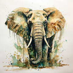 elephant, watercolor illustration