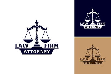 a law firm attorney logo design template. logo for legal firms with scales and traditional law symbols. Suitable for branding and marketing legal services. - obrazy, fototapety, plakaty