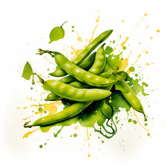 green beans illustration, watercolor