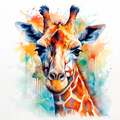Giraffe illustration, watercolor