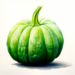 green pumpkin, watercolor