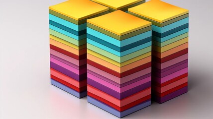 Colorful collection of sticky notes on white background