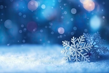 Obraz na płótnie Canvas Winter christmas background with snow and snowflake, Generative AI