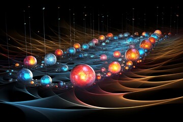 Captured details of quantum fluctuations within a nano-scale atomic system, showcasing dynamic energy shifts and particle interactions.