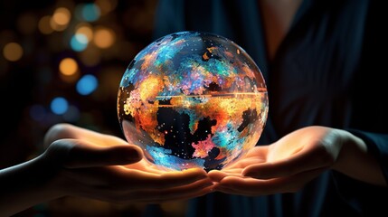 globe in hands