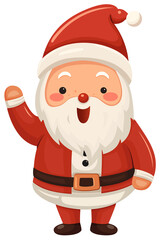 Cute Santa Claus cartoon character flat design clipart, PNG file no background