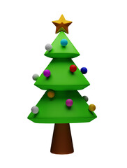 decorated christmas tree on transparent background or PNG file, easy to decorate your project