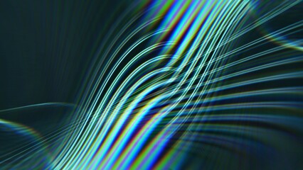 Abstract parametric light looped background with futuristic elegant prism gradient. 3D illustration vj loop, live stream or promotional HUD backdrop. Glowing copy space fractal curve stroke pattern.