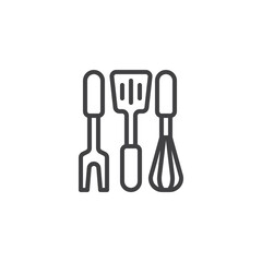 Kitchen utensils line icon