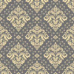 Orient classic gray and yellow pattern. Seamless abstract background with vintage elements. Orient pattern. Ornament for wallpapers and packaging