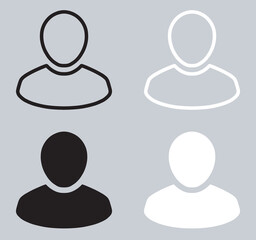 Set of User icon. Profile icon sign symbol in trendy flat style. Profile vector icon illustration isolated on gray background