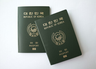 close up Republic of Korea passport isolated white background