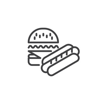 burger and hot dog outline icon clip art preview