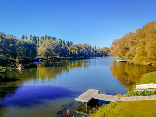 Autumn pond in Belgorod city park