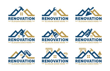 Home renovation logo set design vector illustration