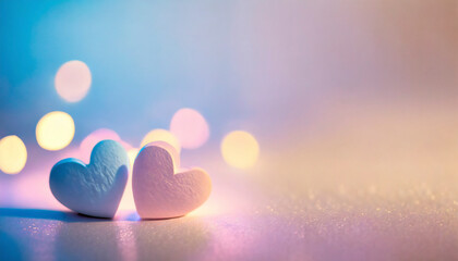 Hearts on soft background with blurred lights