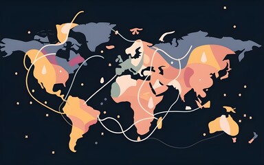 World map with technology dot