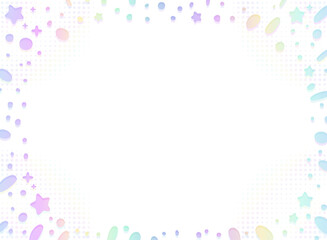 虹色の星と水玉のキラキラクリスマスフレーム