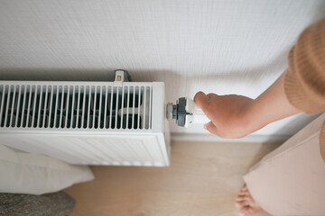hand controls thermostatic knob of heating radiator