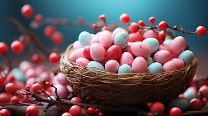 Basket Easter Eggs Cake Beautiful Decor , Background HD, Illustrations