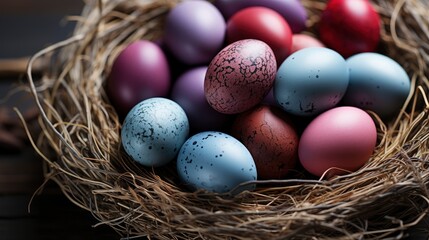 Fototapeta na wymiar Basket Easter Eggs Cake Beautiful Decor , Background HD, Illustrations
