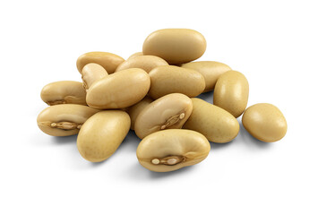 White beans. Cut out on transparent - obrazy, fototapety, plakaty