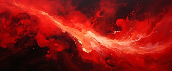 abstract portrayal of crimson red liquid infused with streaks of shining silver, evoking a sense of flowing energy.