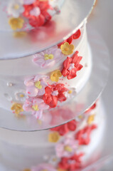 Amazing wedding cake, close up of cake and blur background, selective focus.