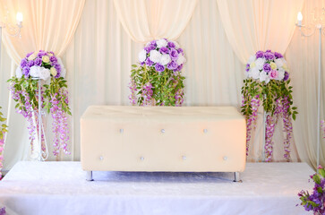 Fabulous wedding for two. Wedding stage set up. Wedding decor.