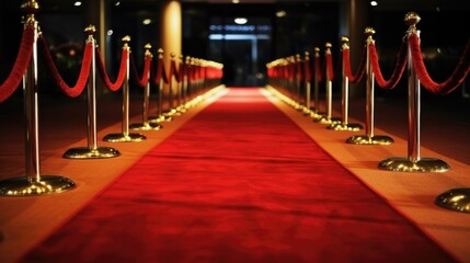 Red Carpet Event Entrance with Velvet Ropes and Stanchions