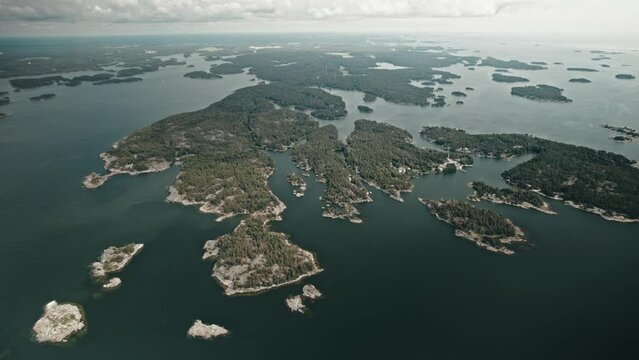 Aerial, Drone,Coast with lots of islands, Finland