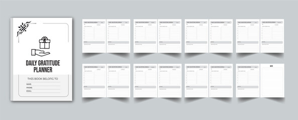 Editable Gratitude Journal Planner KDP Interior Printable Template Design.