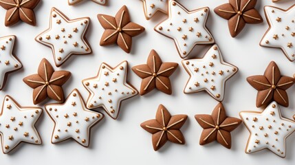 Chocolate Gingerbread Cookies Isolated On White , Background HD, Illustrations