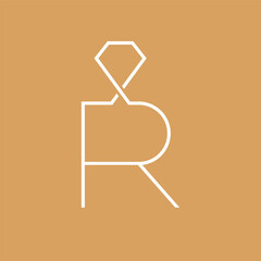 Letter R diamond minimal luxury logo