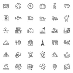 Travel and tourism line icons set
