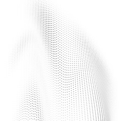 Monochrome texture halftone wave of black dots on a white background