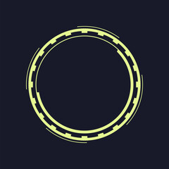 Naklejka premium game hud round frame cartoon. digital hologram, data technology, panel graphic game hud round frame sign. isolated symbol vector illustration