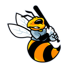 HONEY BEE BASEBALL MASCOT LOGO TEMPLATE