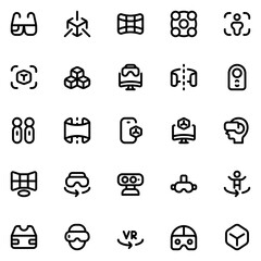virtual reality line icon sheet
