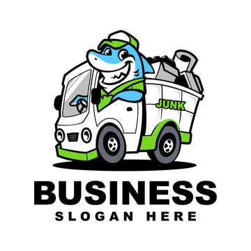 SHARK JUNK REMOVAL MASCOT LOGO TEMPLATE