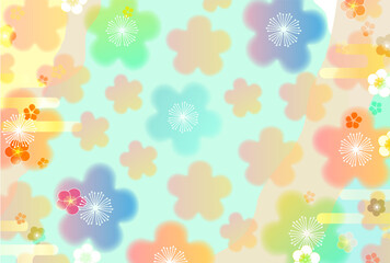 梅　和柄　年賀状　背景