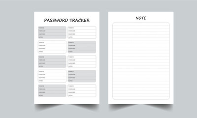 Editable Password Tracker Logbook Planner KDP Interior Printable Template Design.