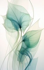green transparent leaves,created with Generative AI tecnology.